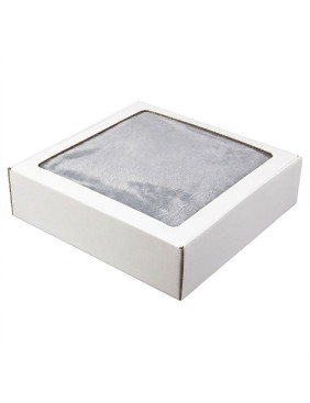 Плед мягкий флисовый Super Soft  Comfort, 125*150 см, серый, в подарочной белой крафтовой коробке с окошком