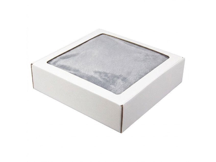 Плед мягкий флисовый Super Soft  Comfort, 125*150 см, серый, в подарочной белой крафтовой коробке с окошком