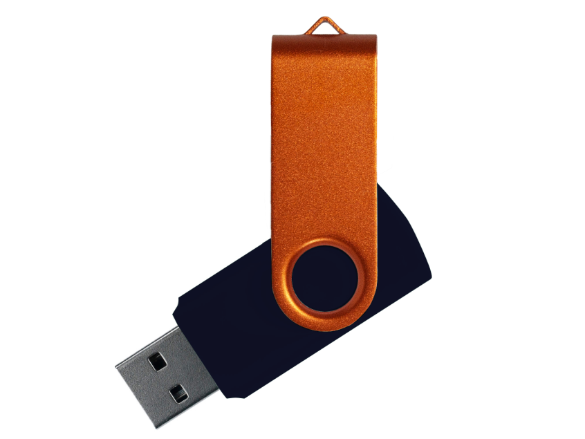 Флеш накопитель USB 2.0 Twister Сolor Mix 16GB, пластик Софт Тач/металл, черный/оранжевый