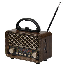 Ретро радио в стиле радиолы, диапазон частот  AM FM SW, USB, Bluetooth, Heritage Timeless, цвет  коричневый
