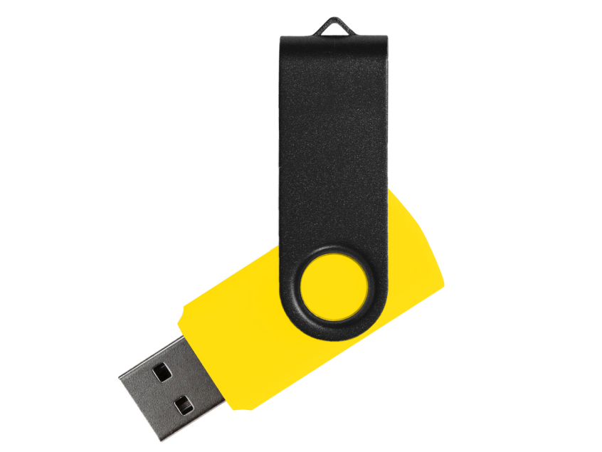 Флеш накопитель USB 2.0 Twister Сolor Mix 16GB, пластик Софт Тач/металл, желтый/черный