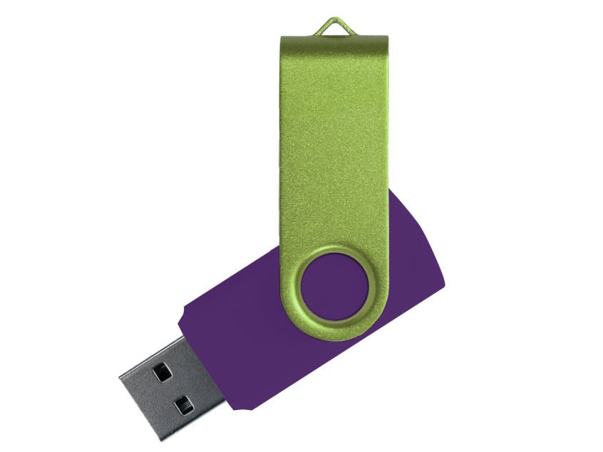 Флеш накопитель USB 2.0 Twister Сolor Mix 16GB, пластик Софт Тач/металл, фиолетовый/светло-зеленый