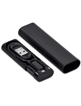 Кабель зарядный выдвижной USB Solid Line  60W 3-в-1 на Lightning, Micro-USB, Type-C «U50» 2,4 A, Quick Charge в пластиковом футляре, черный