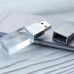 Флеш накопитель USB 2.0 Кристалл, металл/стекло, прозрачный/серебристый, подсветка белым,16 GB