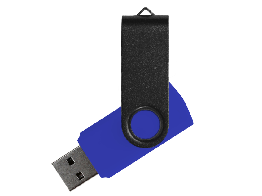 Флеш накопитель USB 2.0 Twister Сolor Mix 16GB, пластик Софт Тач/металл, синий/черный