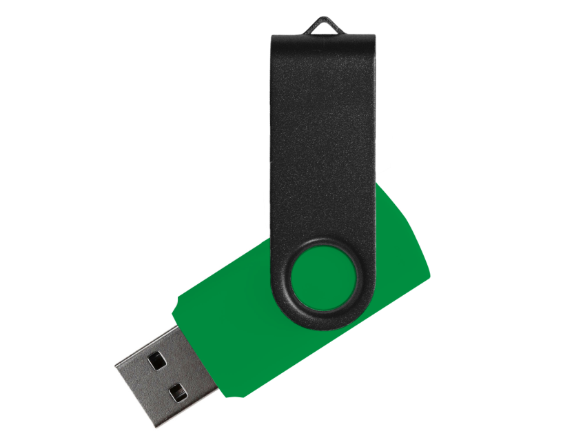 Флеш накопитель USB 2.0 Twister Сolor Mix 16GB, пластик Софт Тач/металл, зеленый/черный