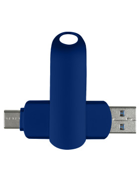Флеш накопитель  USB 3.0 + TYPE C Cupertino, металл, темно-синий матовый, 16 GB