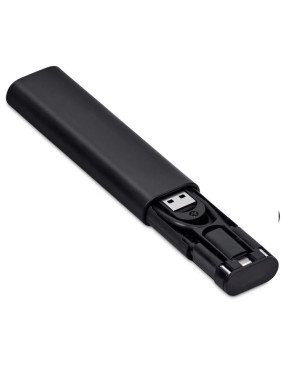 Кабель зарядный выдвижной USB Solid Line  60W 3-в-1 на Lightning, Micro-USB, Type-C «U50» 2,4 A, Quick Charge в пластиковом футляре, черный