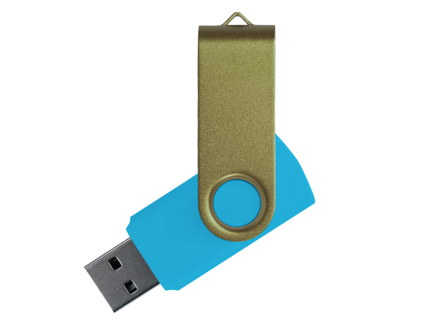 Флеш накопитель USB 2.0 Twister Сolor Mix 16GB, пластик Софт Тач/металл, голубой/оливковый