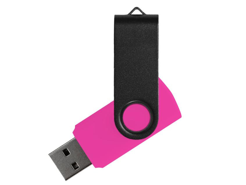 Флеш накопитель USB 2.0 Twister Сolor Mix 16GB, пластик Софт Тач/металл, розовый/черный