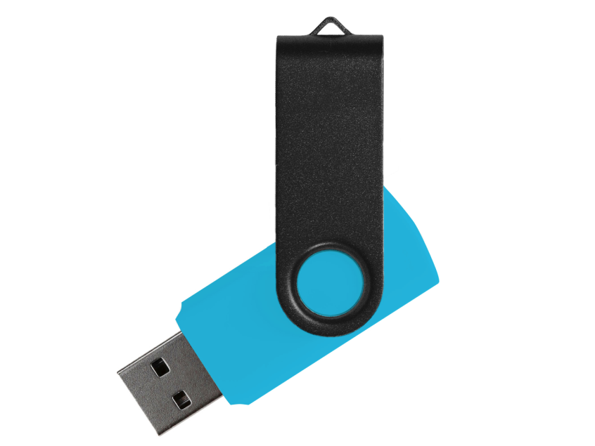 Флеш накопитель USB 2.0 Twister Сolor Mix 16GB, пластик Софт Тач/металл, голубой/черный