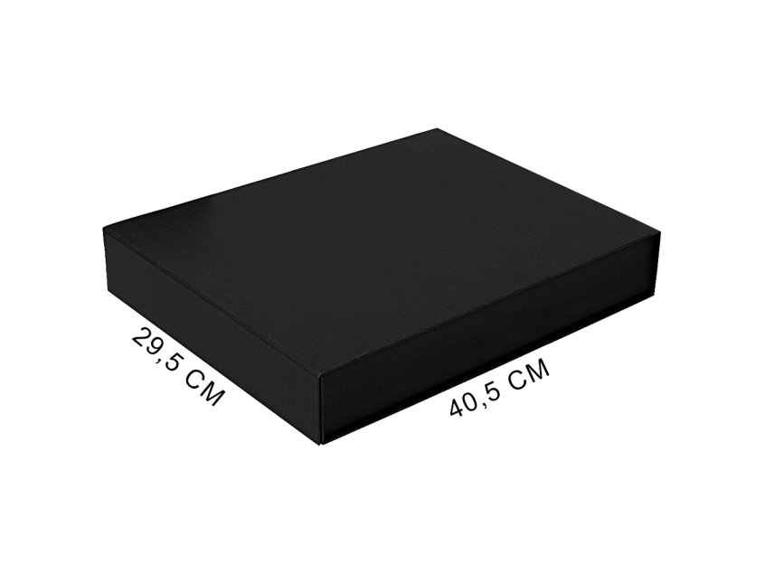 Подарочная коробка, размер 29,5x40,5x8 см, Solution Prestige Linen с магнитным клапаном, черная,  с черным ложементом под вырубку