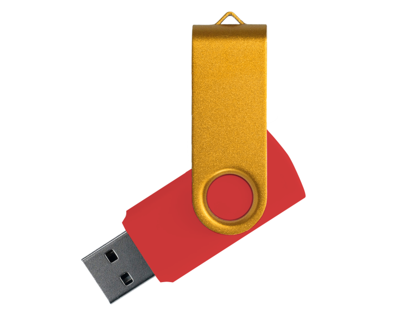 Флеш накопитель USB 2.0 Twister Сolor Mix 16GB, пластик Софт Тач/металл, красный/желтый