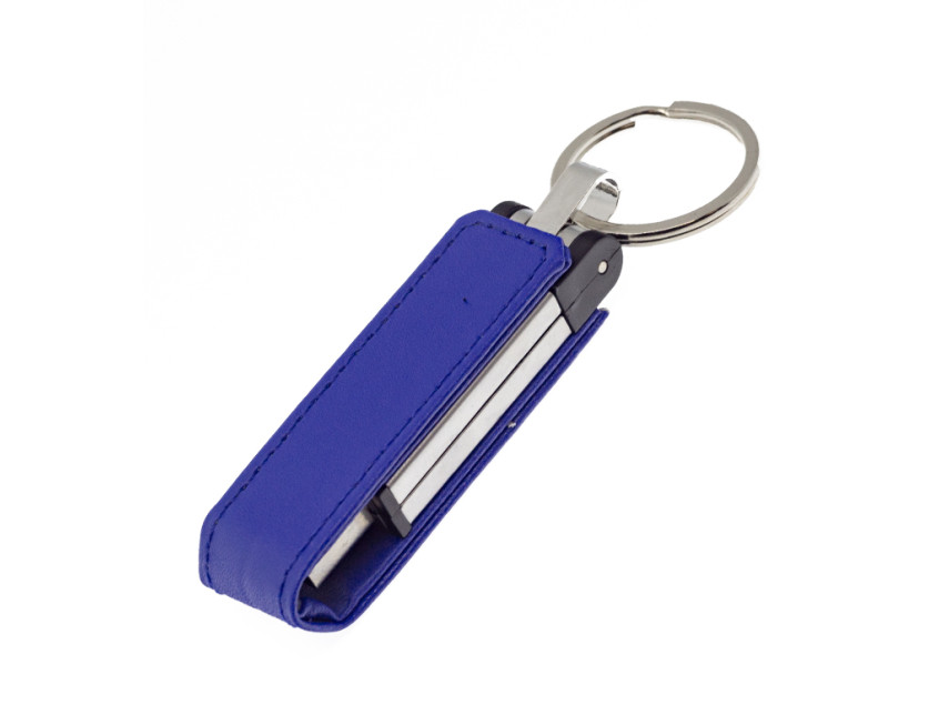 Флеш накопитель USB 2.0 Verona в кожаном чехле 32GB, металл, черный/серебристый