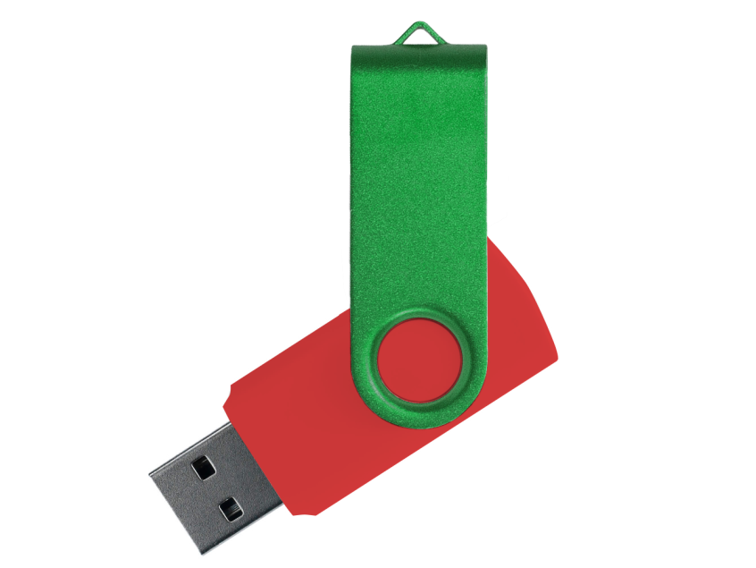 Флеш накопитель USB 2.0 Twister Сolor Mix 16GB, пластик Софт Тач/металл, красный/зеленый