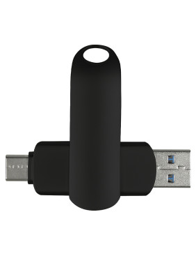 Флеш накопитель  USB 3.0 + TYPE C Cupertino, металл, черный матовый, 16 GB