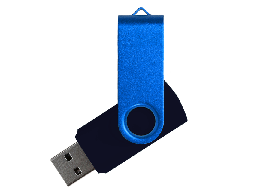 Флеш накопитель USB 2.0 Twister Сolor Mix 16GB, пластик Софт Тач/металл, черный/синий