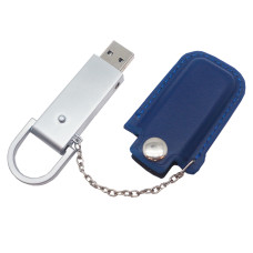 Флеш накопитель USB 2.0 Palermo в кожаном чехле 16GB, металл, синий/серебристый Флеш накопитель USB 2.0 Palermo в кожаном чехле 16GB, металл, синий/серебристый