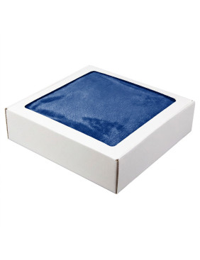 Плед мягкий флисовый Super Soft  Comfort, 125*150 см, синий, в подарочной белой крафтовой коробке с окошком