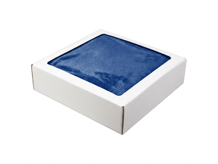 Плед мягкий флисовый Super Soft  Comfort, 125*150 см, синий, в подарочной белой крафтовой коробке с окошком