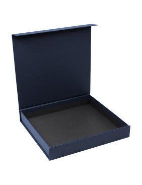 Подарочная коробка, размер 29,7*28,0*4,5 см, Solution Prestige Magnum Linen с магнитным клапаном, темно-синяя, без ложемента