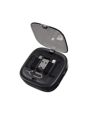 Кабель зарядный выдвижной USB Solid Link 5-в-1 на Lightning, Micro-USB, Type-C «U50» 2,4 A, C to C, Quick Charge с подставкой для телефона, квадратный, черный