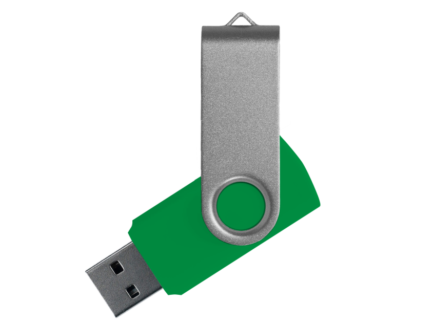 Флеш накопитель USB 2.0 Twister Сolor Mix 16GB, пластик Софт Тач/металл, зеленый/серебристый