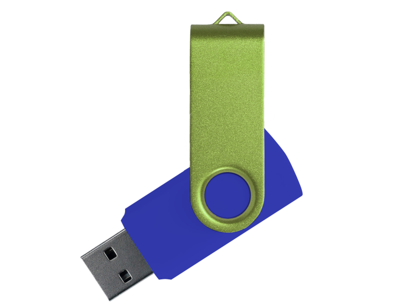 Флеш накопитель USB 2.0 Twister Сolor Mix 16GB, пластик Софт Тач/металл, синий/светло-зеленый