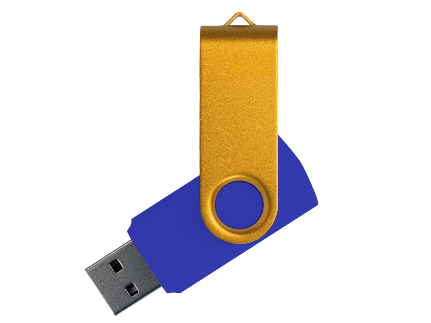 Флеш накопитель USB 2.0 Twister Сolor Mix 16GB, пластик Софт Тач/металл, синий/желтый