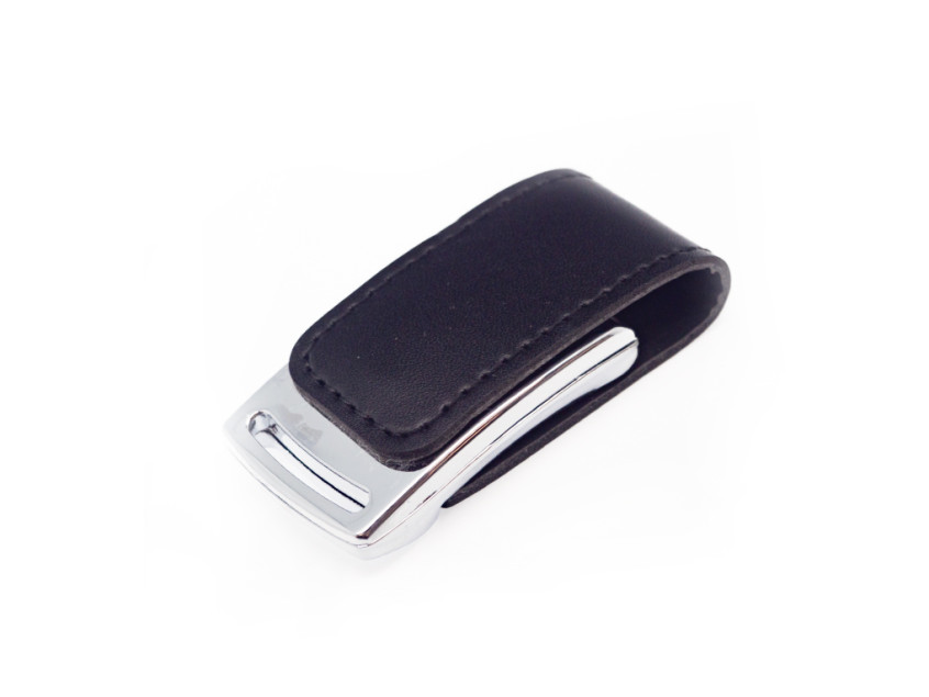 Флеш накопитель Shine, USB 2.0, металл/кожзам, серебро/черный 16GB