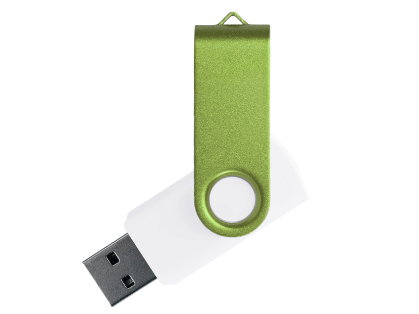 Флеш накопитель USB 2.0 Twister Сolor Mix 16GB, пластик Софт Тач/металл, белый/светло-зеленый