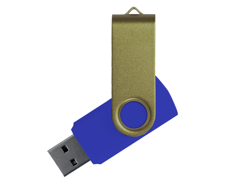 Флеш накопитель USB 2.0 Twister Сolor Mix 16GB, пластик Софт Тач/металл, синий/оливковый