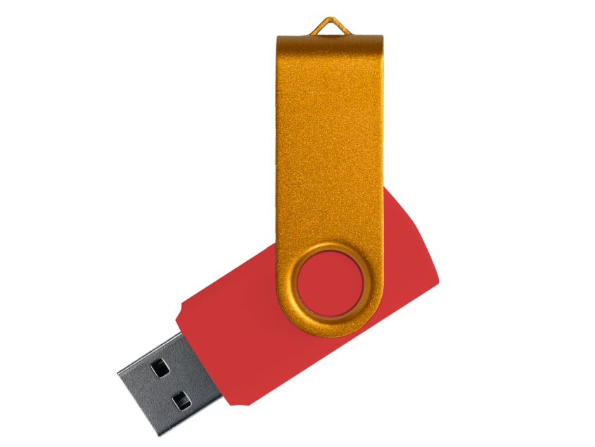 Флеш накопитель USB 2.0 Twister Сolor Mix 16GB, пластик Софт Тач/металл, красный/золотистый