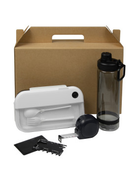 Набор подарочный Solution Everyday Kit Quattro (мультитул, рулетка, ланч бокс, бутылка для воды), черный
