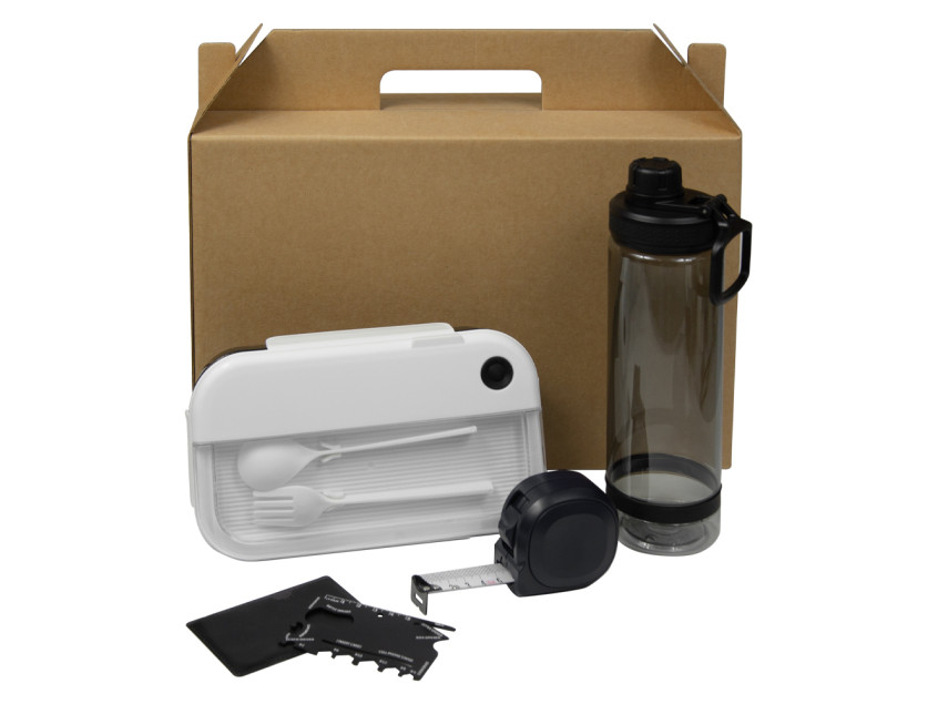 Набор подарочный Solution Everyday Kit Quattro (мультитул, рулетка, ланч бокс, бутылка для воды), черный