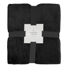 Плед мягкий флисовый Super Soft  Comfort Travel, 125*170 см, черный