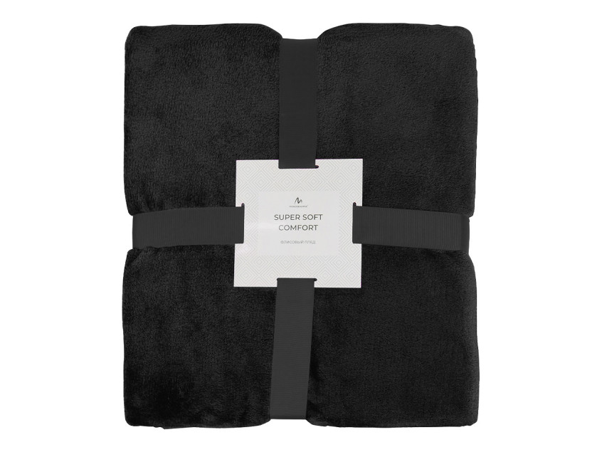 Плед мягкий флисовый Super Soft  Comfort Travel, 125*170 см, черный
