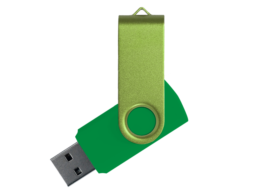 Флеш накопитель USB 2.0 Twister Сolor Mix 16GB, пластик Софт Тач/металл, зеленый/светло-зеленый