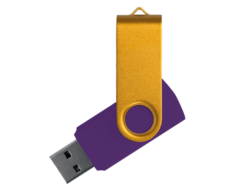 Флеш накопитель USB 2.0 Twister Сolor Mix 16GB, пластик Софт Тач/металл, фиолетовый/желтый
