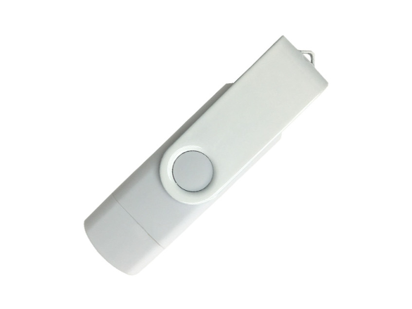 Флеш накопитель USB 2.0/OTG Twister Smart 16GB, пластик Софт Тач/металл, белый/белый