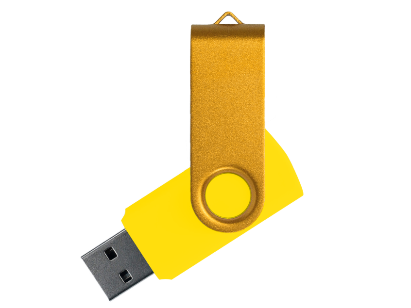 Флеш накопитель USB 2.0 Twister Сolor Mix 16GB, пластик Софт Тач/металл, желтый/желтый