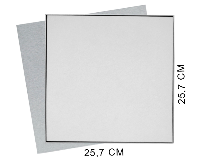 Коробка подарочная Solution Superior Alfa Linen под индивидуальную вырубку, серебро, 25,7x25,7x2,8 см, бежевый ложемент