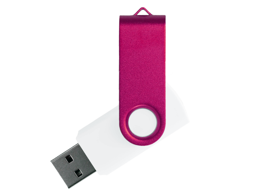 Флеш накопитель USB 2.0 Twister Сolor Mix 16GB, пластик Софт Тач/металл, белый/розовый