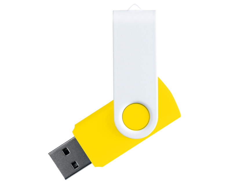 Флеш накопитель USB 2.0 Twister Сolor Mix 16GB, пластик Софт Тач/металл, желтый/белый