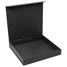 Подарочная коробка, размер 29,7*28,0*4,5 см, Solution Prestige Magnum Linen с магнитным клапаном, черная, без ложемента