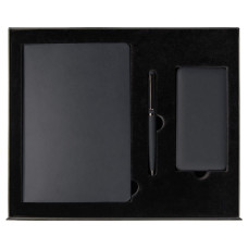 Набор подарочный Solution Prestige Trio (Ежедневник Flexy Latte Color А5, Внешний аккумулятор (powerbank) «WeCharge Soft Touch», Ручка Grand Attashe металлическая,) в подарочный коробке, черный