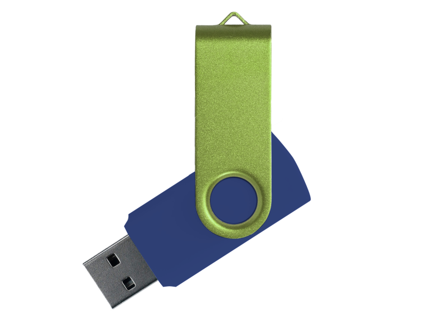 Флеш накопитель USB 2.0 Twister Сolor Mix 16GB, пластик Софт Тач/металл, темно-синий/светло-зеленый