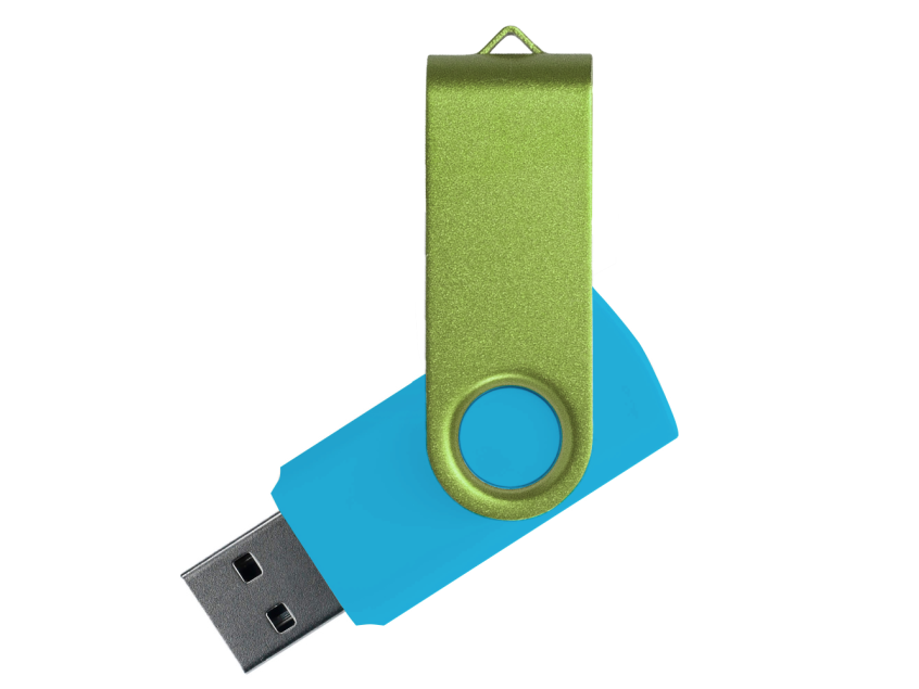 Флеш накопитель USB 2.0 Twister Сolor Mix 16GB, пластик Софт Тач/металл, голубой/светло-зеленый