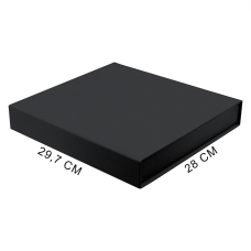 Подарочная коробка, размер 29,7*28,0*4,5 см, Solution Prestige Magnum Soft Touch с магнитным клапаном под индивидуальную вырубку, черная, с черным ложементом