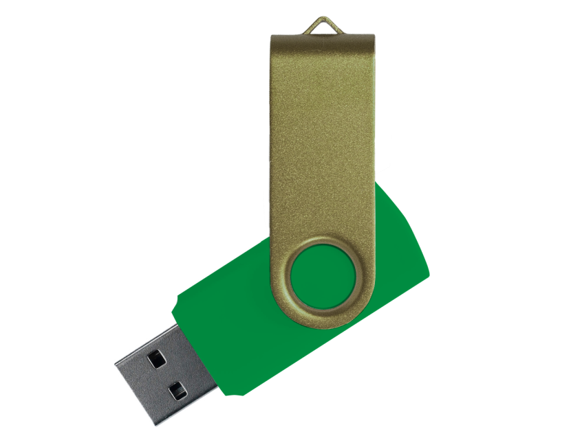 Флеш накопитель USB 2.0 Twister Сolor Mix 16GB, пластик Софт Тач/металл, зеленый/оливковый